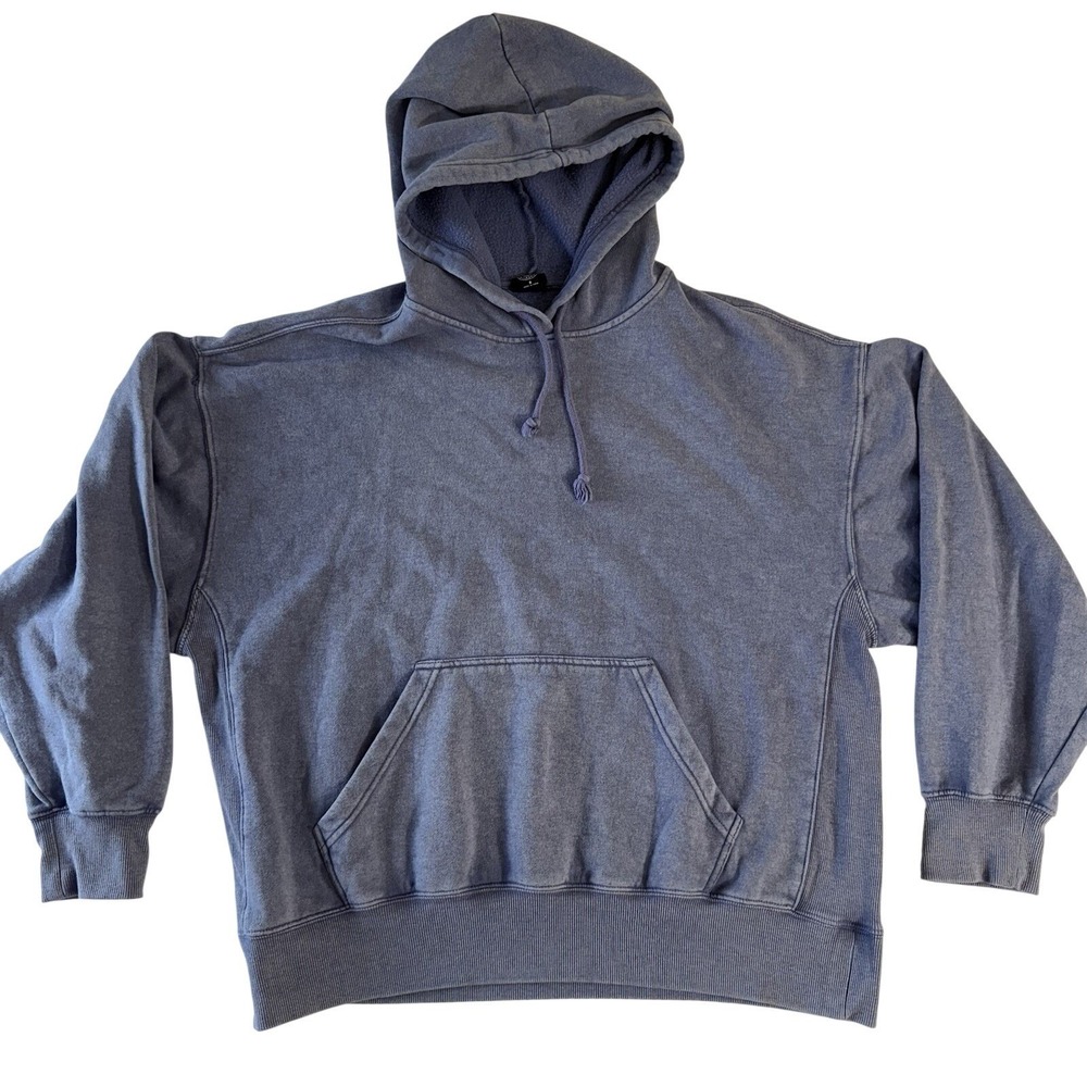 PacSun Mens Acid Wash Fleece Hoodie Blue Purple Small S Sweatshirt Pullover